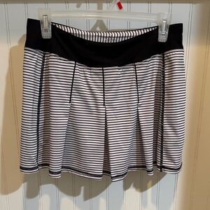 Kyodan Black and White Striped tennis or pickle ball skirt. Shorts under